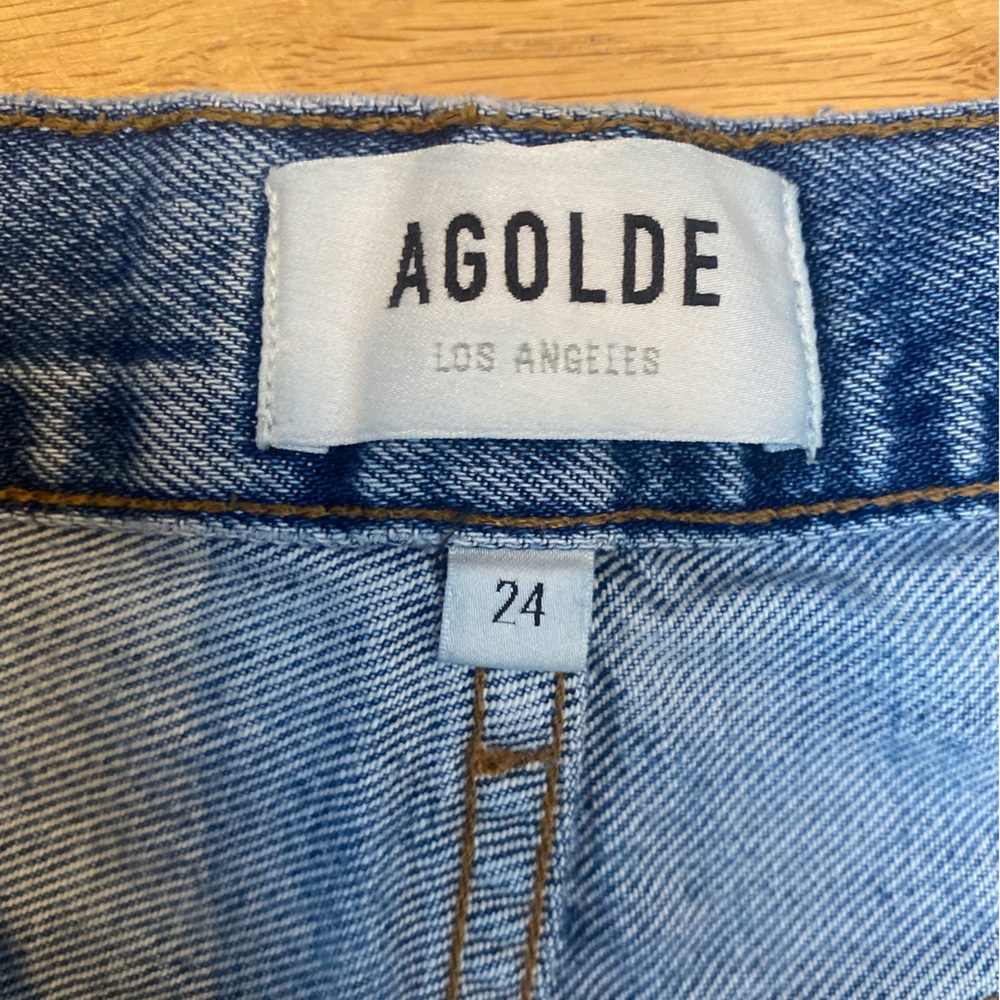 Agolde Reese Medium Wash Cotton High rise jean shorts - Picture 4 of 7